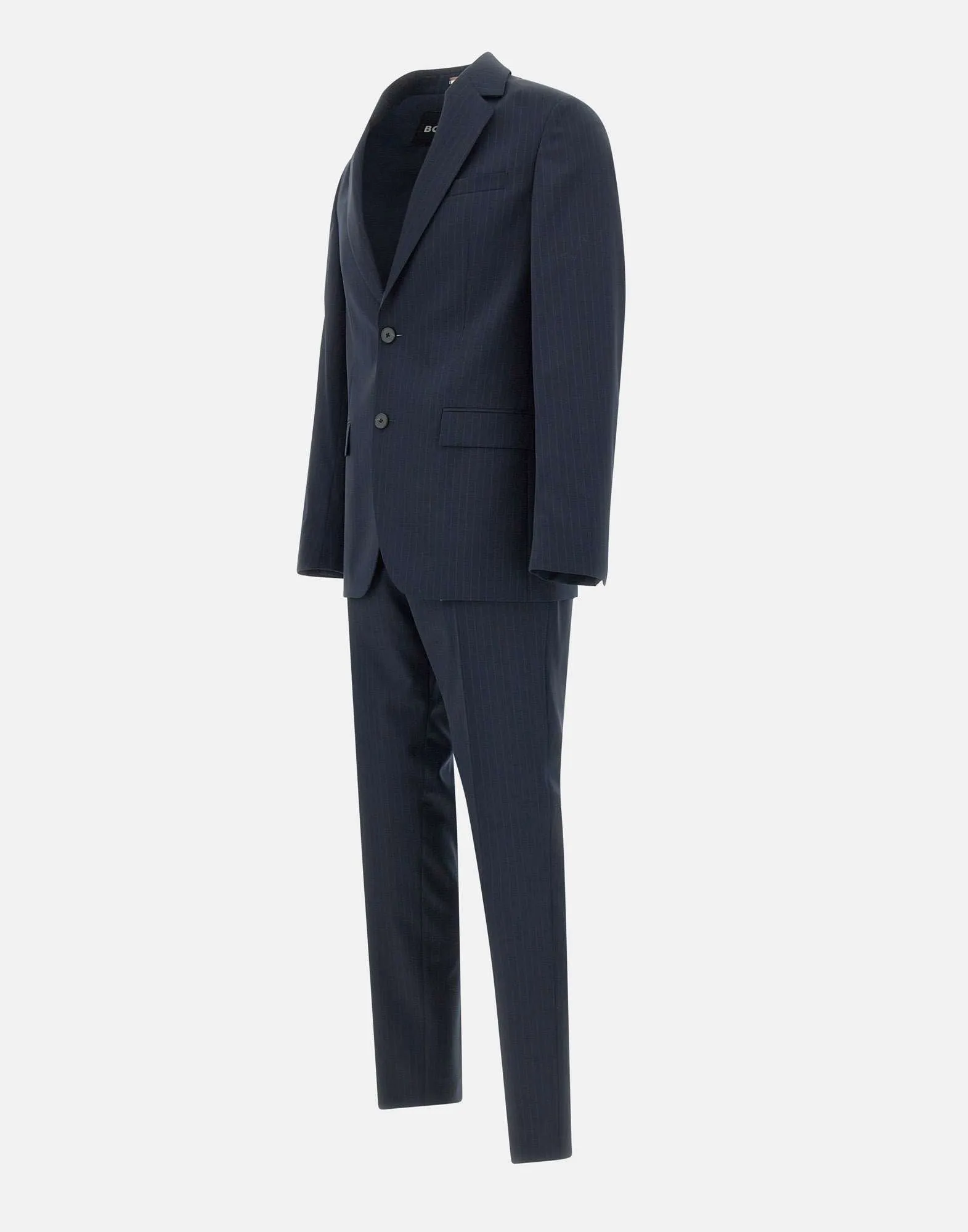 Boss Blue Wool Pinstripe Suit