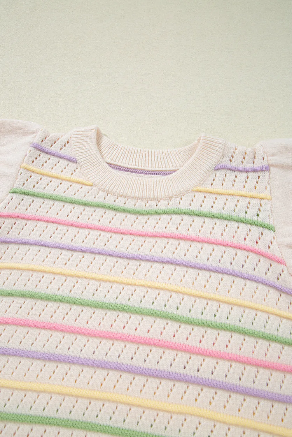 Brandy Ruffle Colorful Striped Knit Top