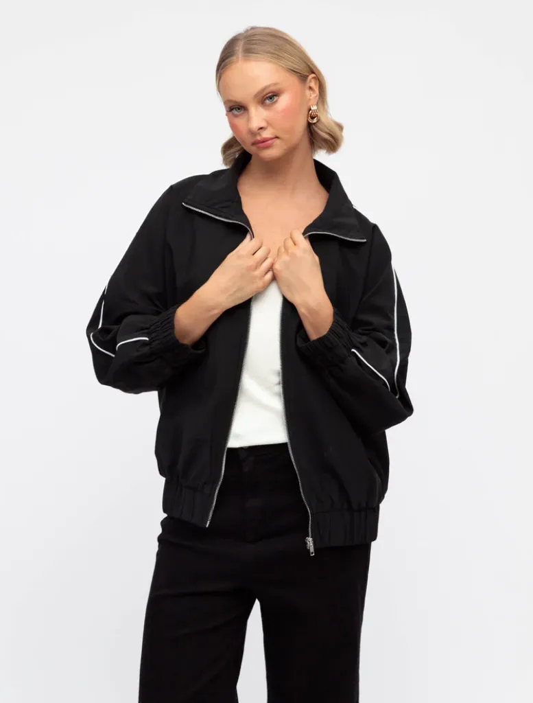 Breakthrough Longline Bomber Jacket - Black/White