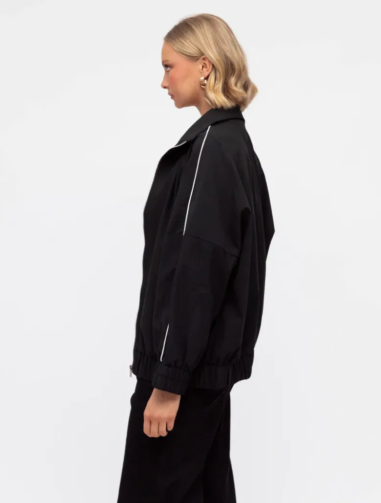 Breakthrough Longline Bomber Jacket - Black/White