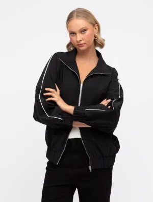 Breakthrough Longline Bomber Jacket - Black/White