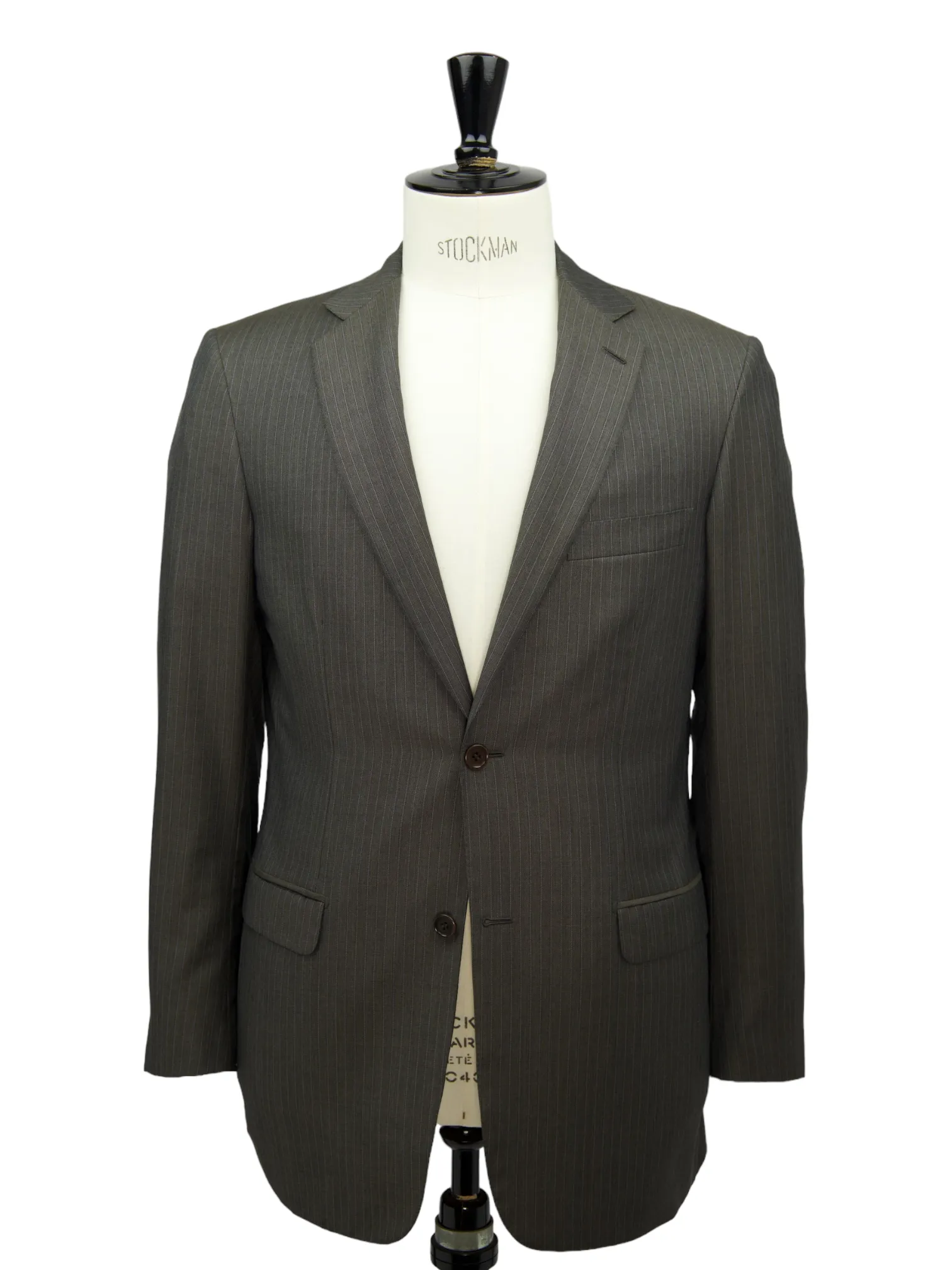 Brioni Dark Taupe Pinstripe Silk & Wool Secolo Suit