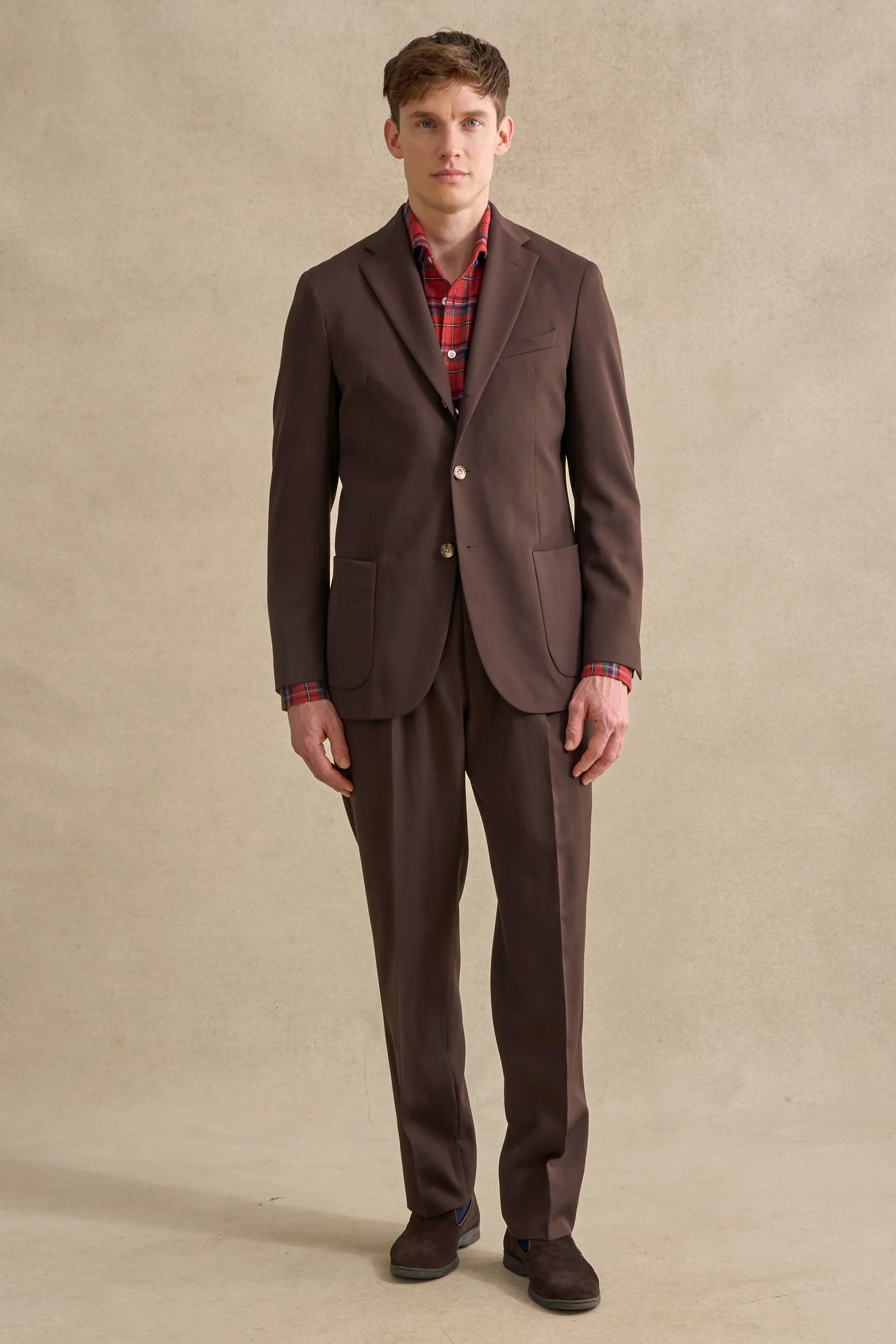 Brown Single Breasted Gabardine Jacket