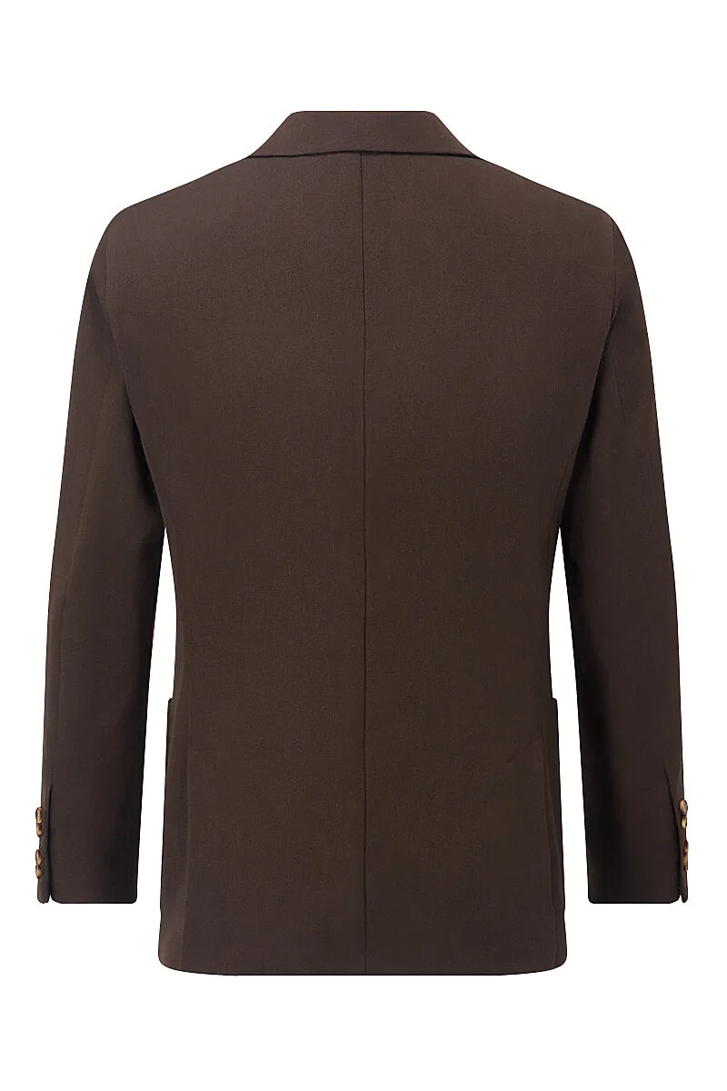 Brown Single Breasted Gabardine Jacket