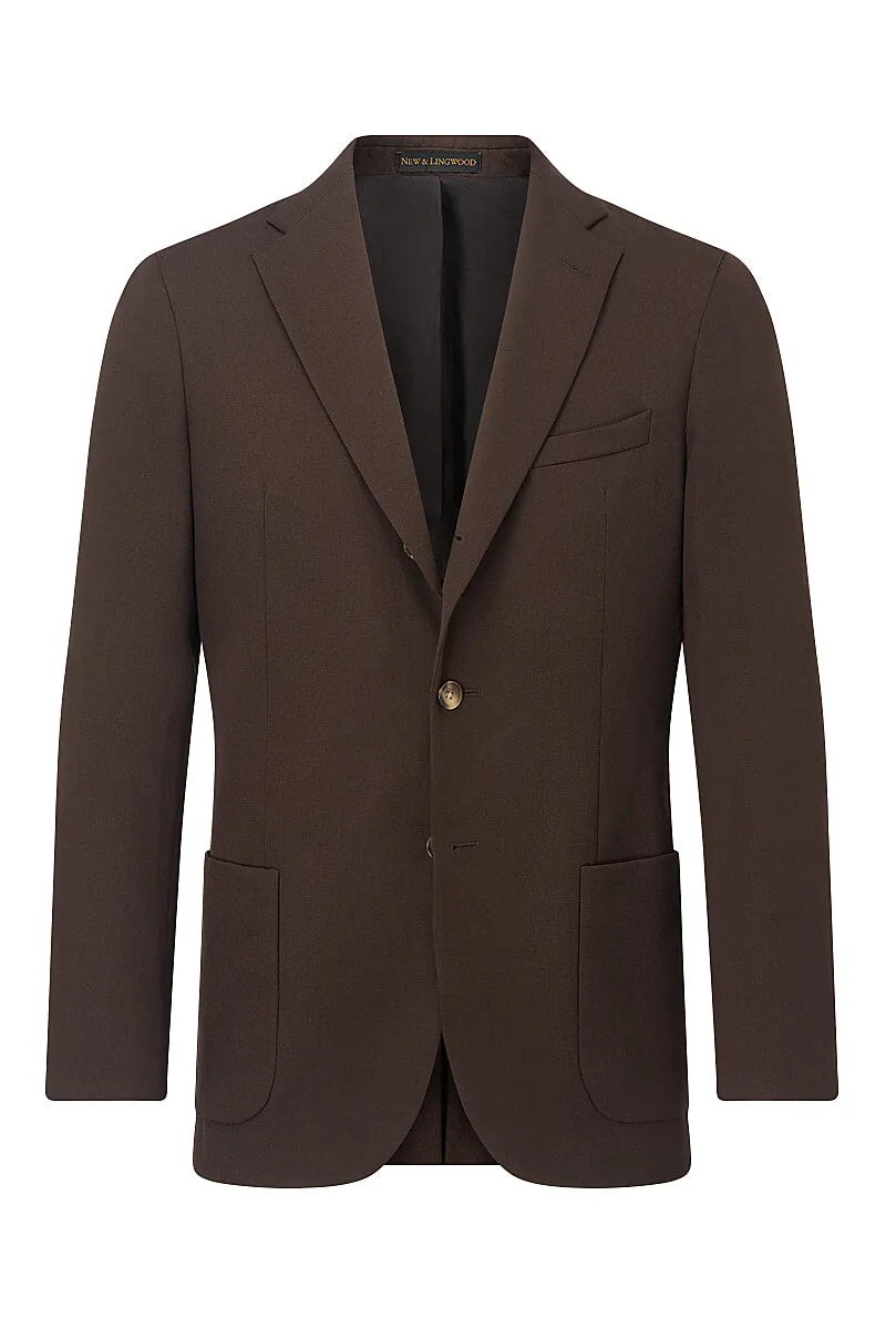 Brown Single Breasted Gabardine Jacket