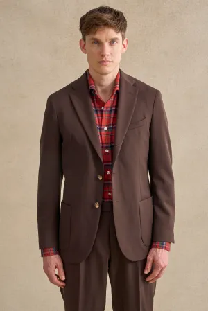 Brown Single Breasted Gabardine Jacket