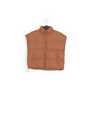 Brown sleeveless puffer jacket