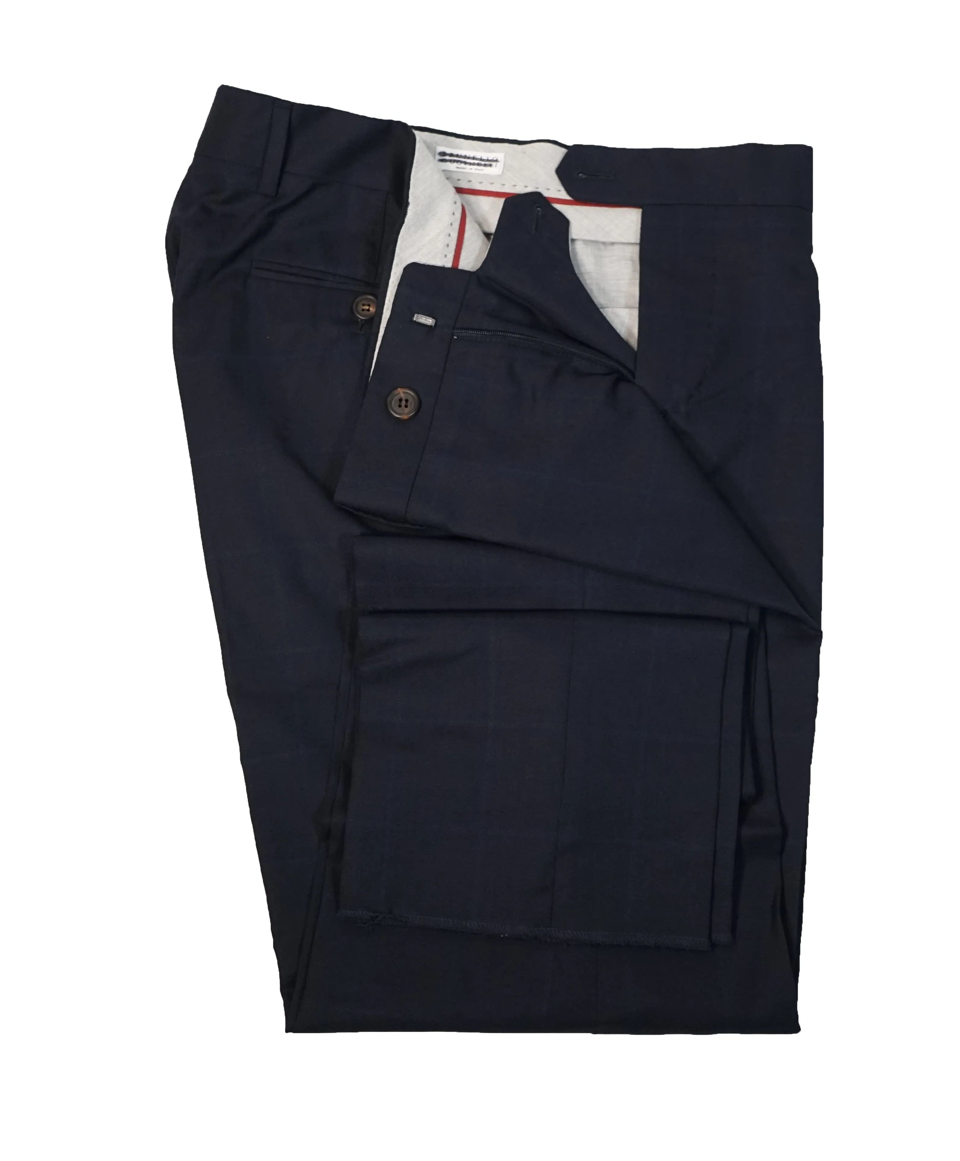 BRUNELLO CUCINELLI - Windowpane Wool & Silk Flat Front Pants - 34W