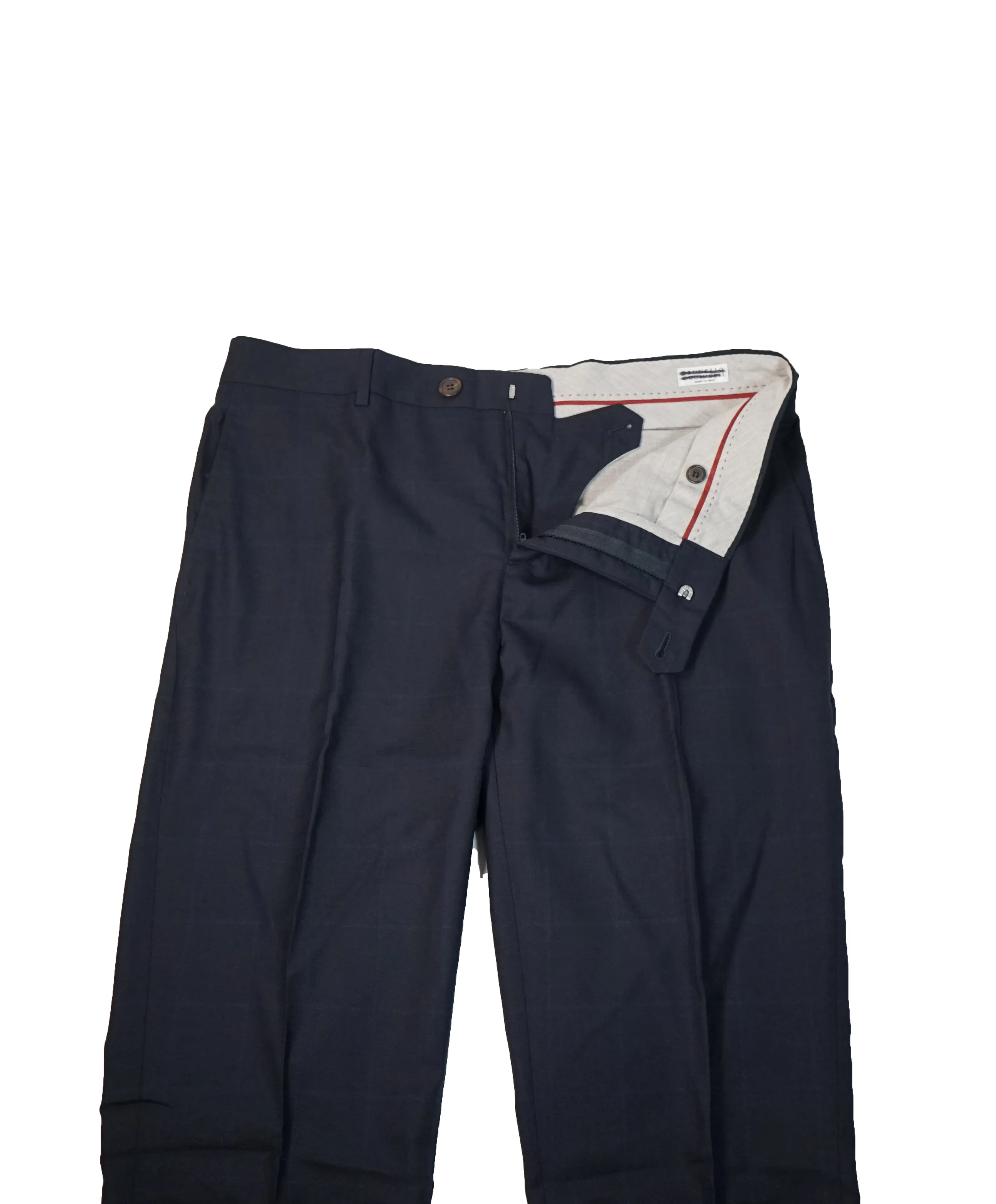 BRUNELLO CUCINELLI - Windowpane Wool & Silk Flat Front Pants - 34W