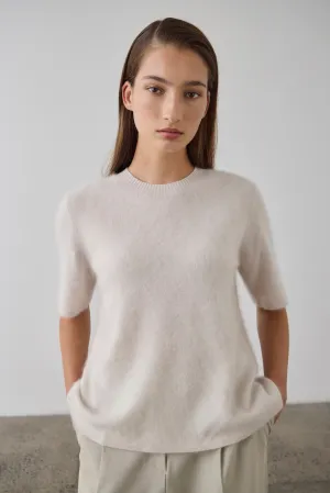 Brushed Cashmere Tee - Stone