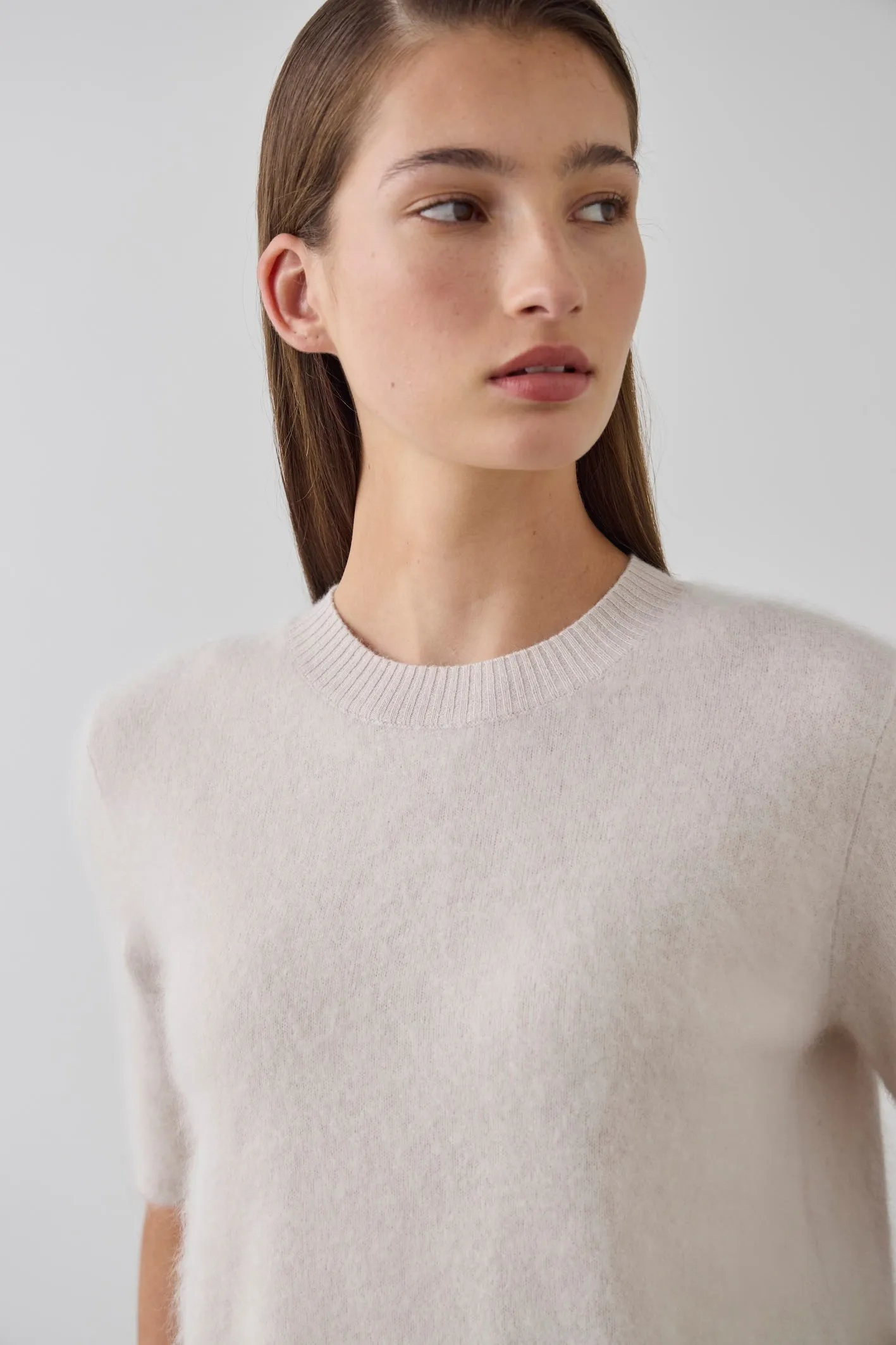 Brushed Cashmere Tee - Stone