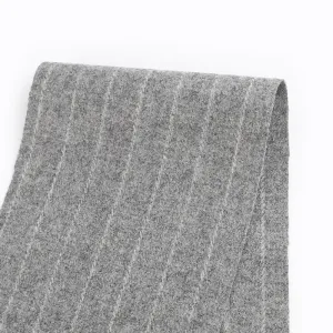 Brushed Pinstripe Wool Blend Suiting - Gravel Marle