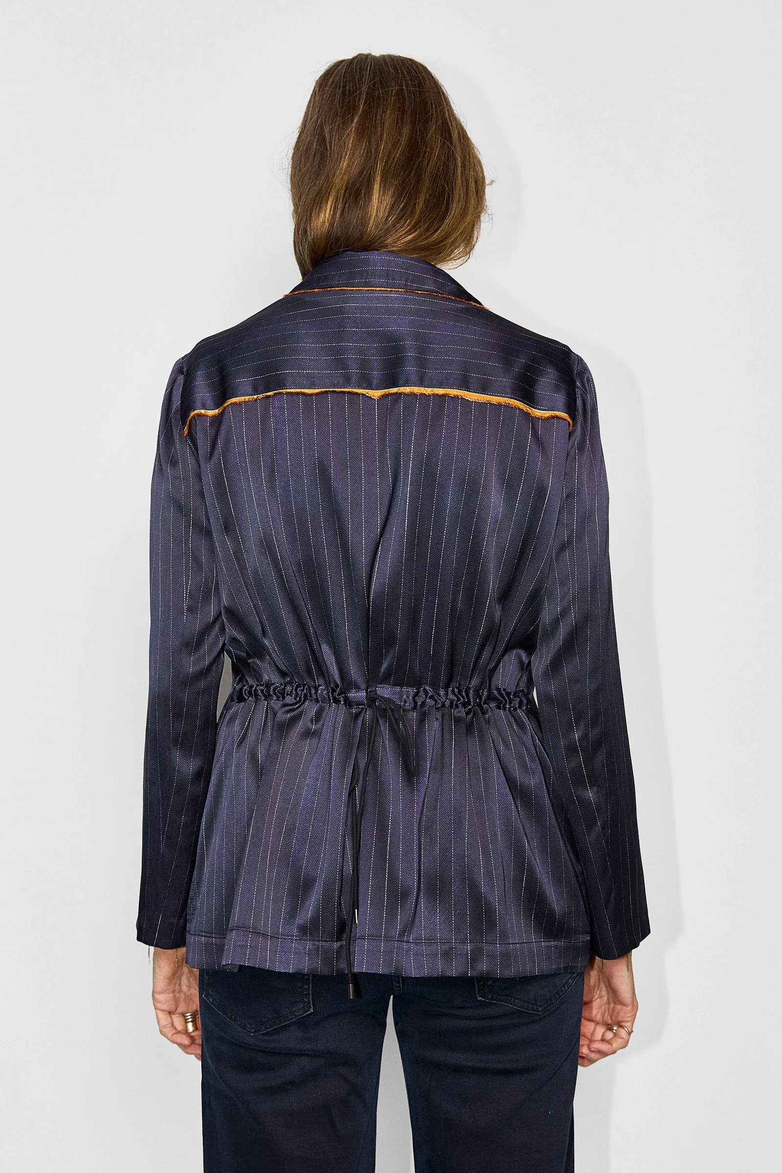 bryan navy silk pinstripe jacket