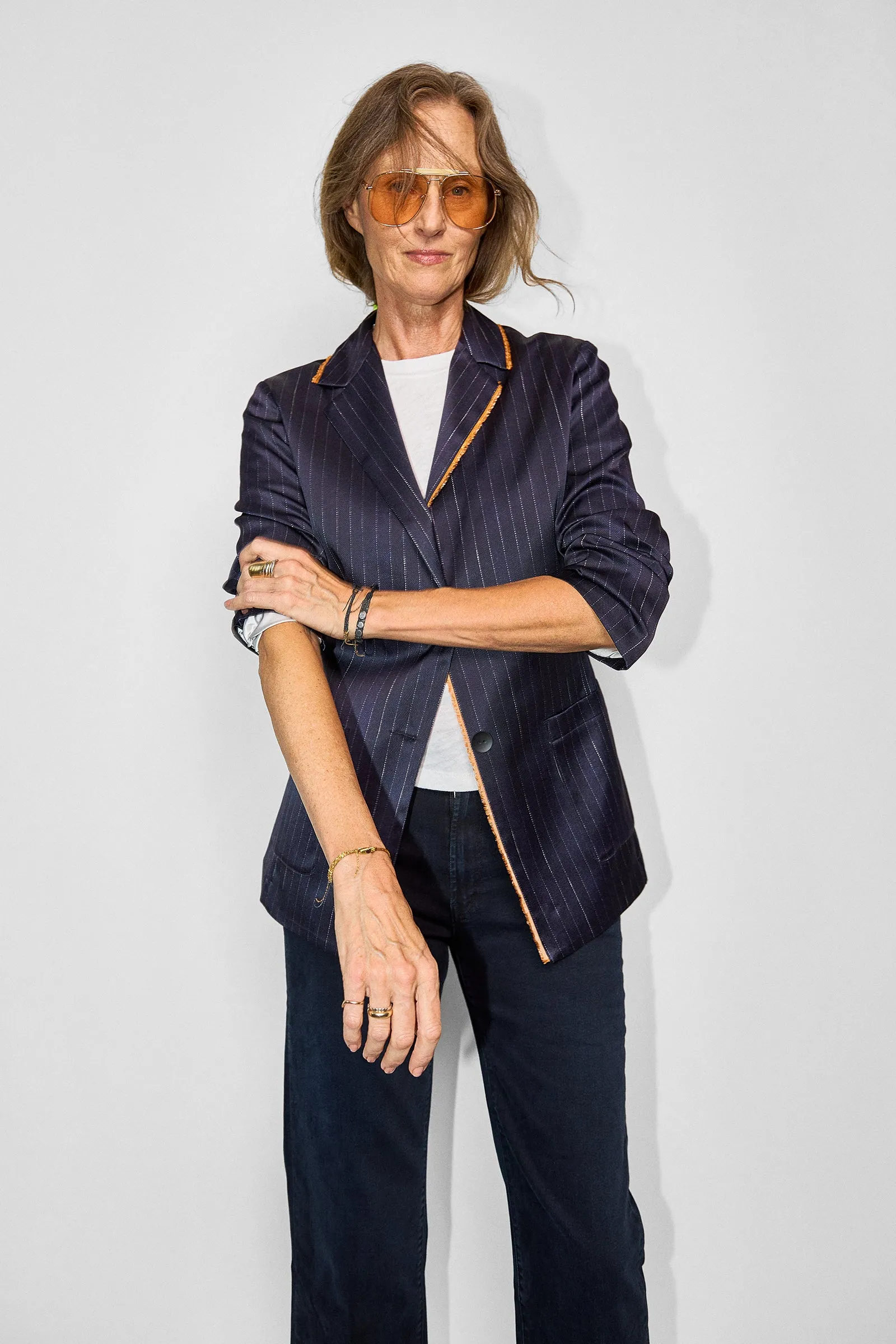 bryan navy silk pinstripe jacket