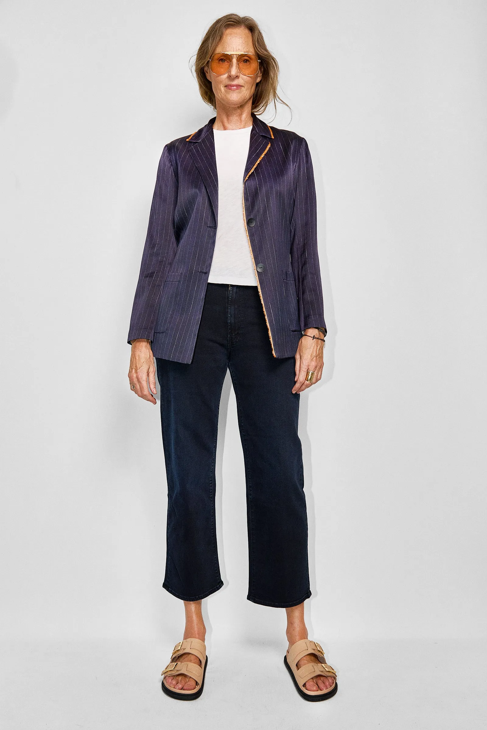 bryan navy silk pinstripe jacket