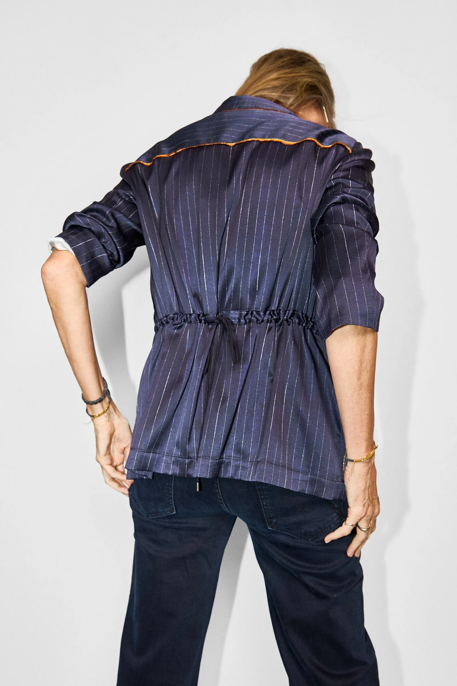 bryan navy silk pinstripe jacket