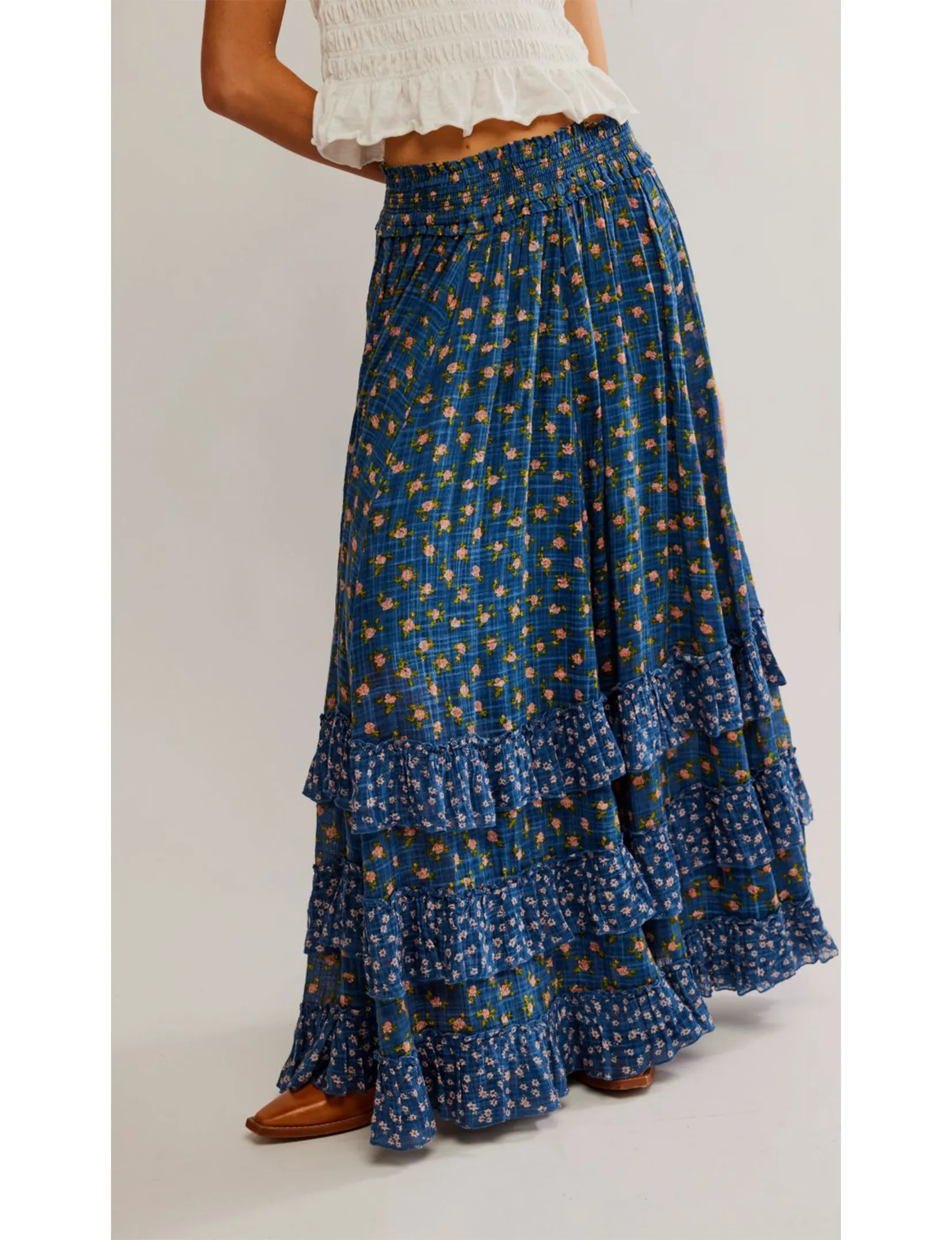 Brynn Maxi Skirt, Chambray/Combo