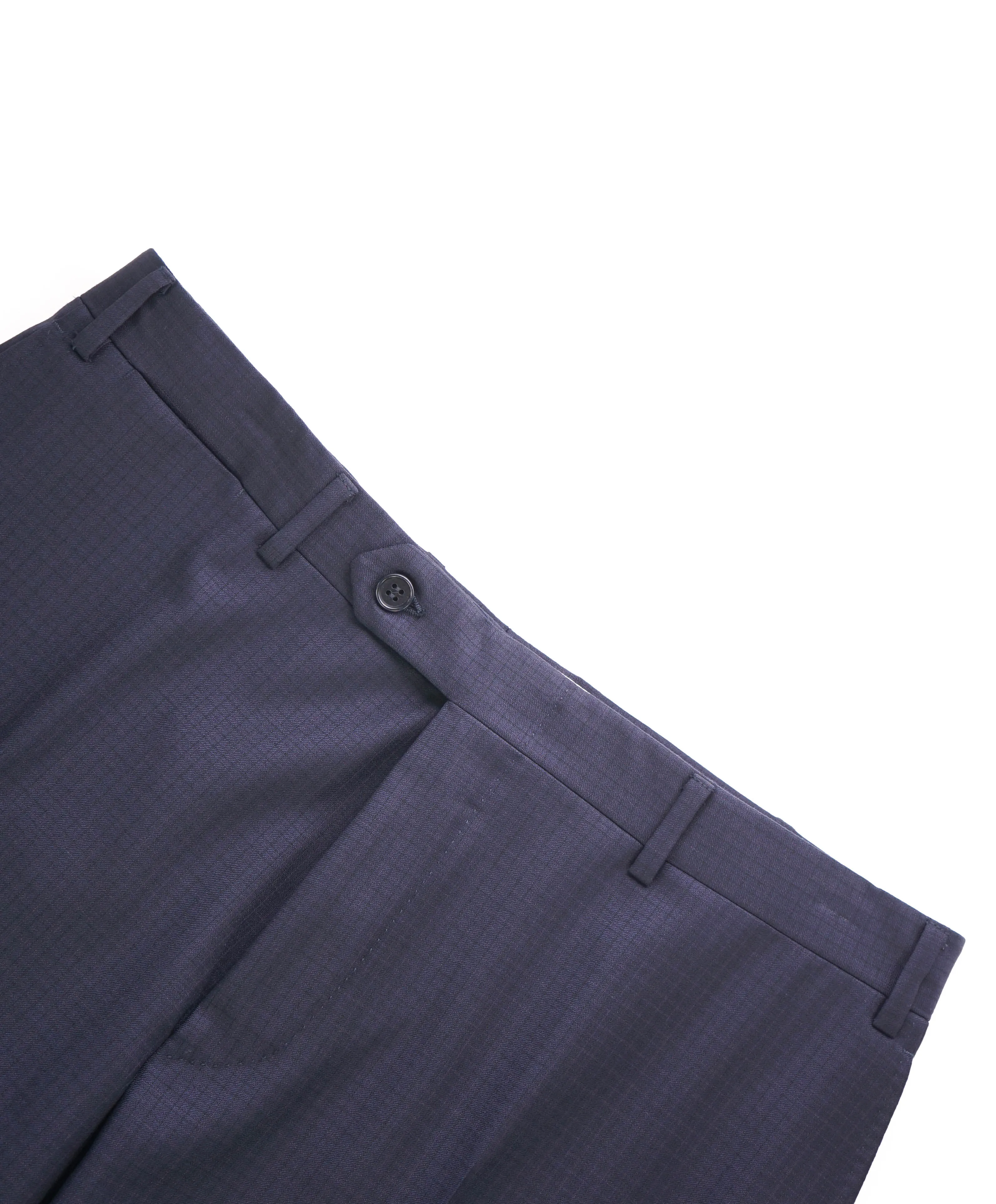 CANALI - Navy Blue Check Plaid Wool Flat Front Dress Pants - 33W