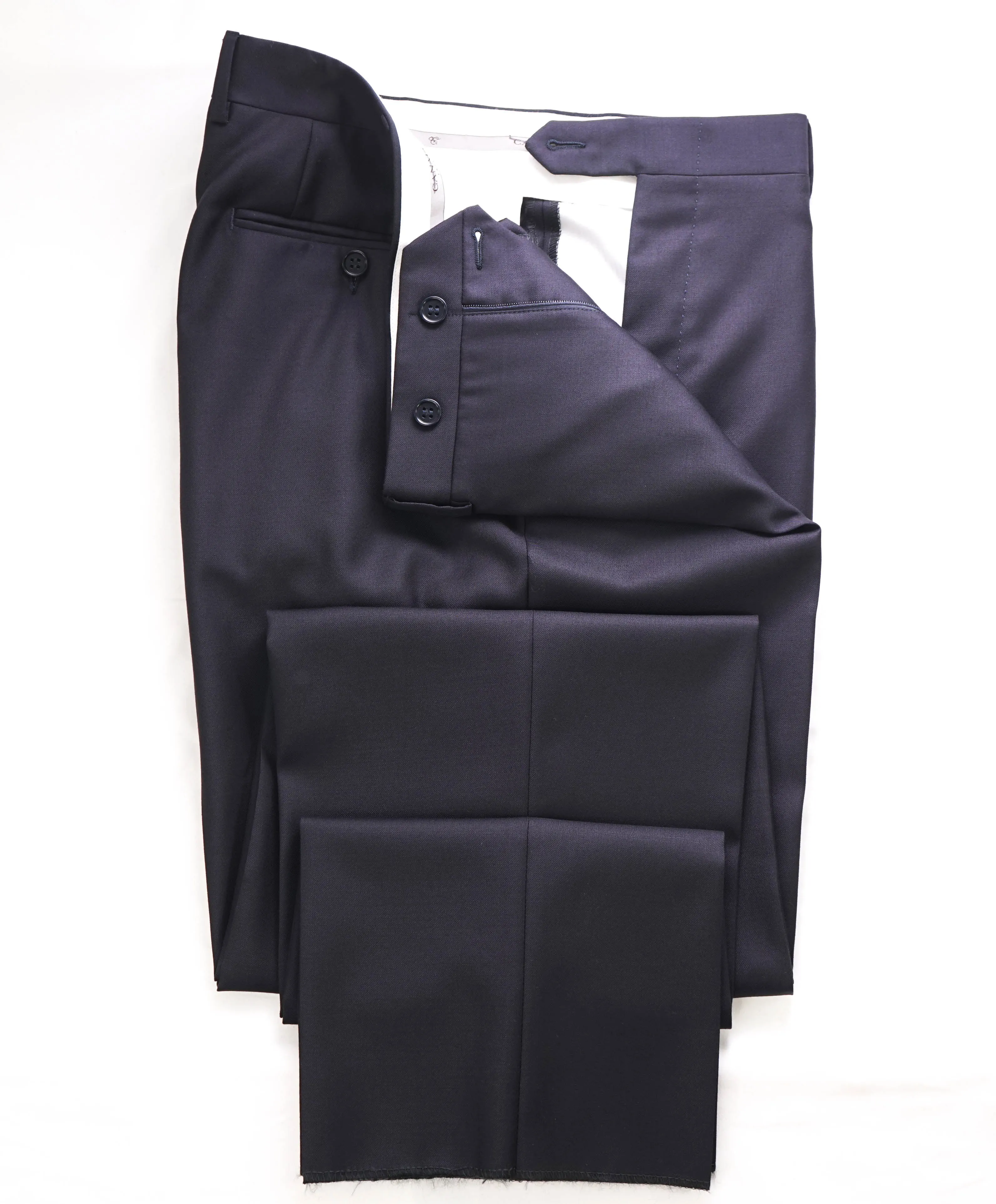 CANALI - Navy Blue *CLOSET STAPLE* Wool Flat Front Dress Pants - 35W