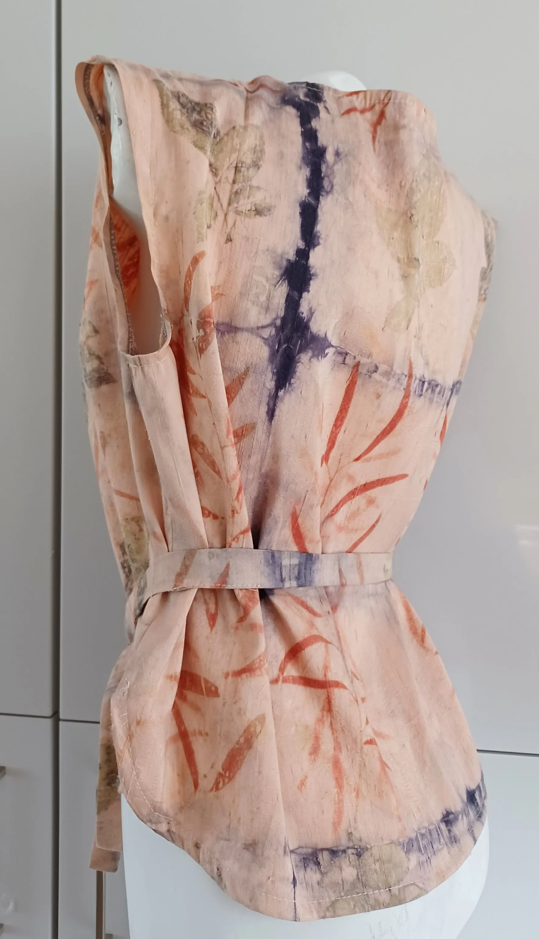 Champagne & Roses Botanical Print Raw Silk Blouse