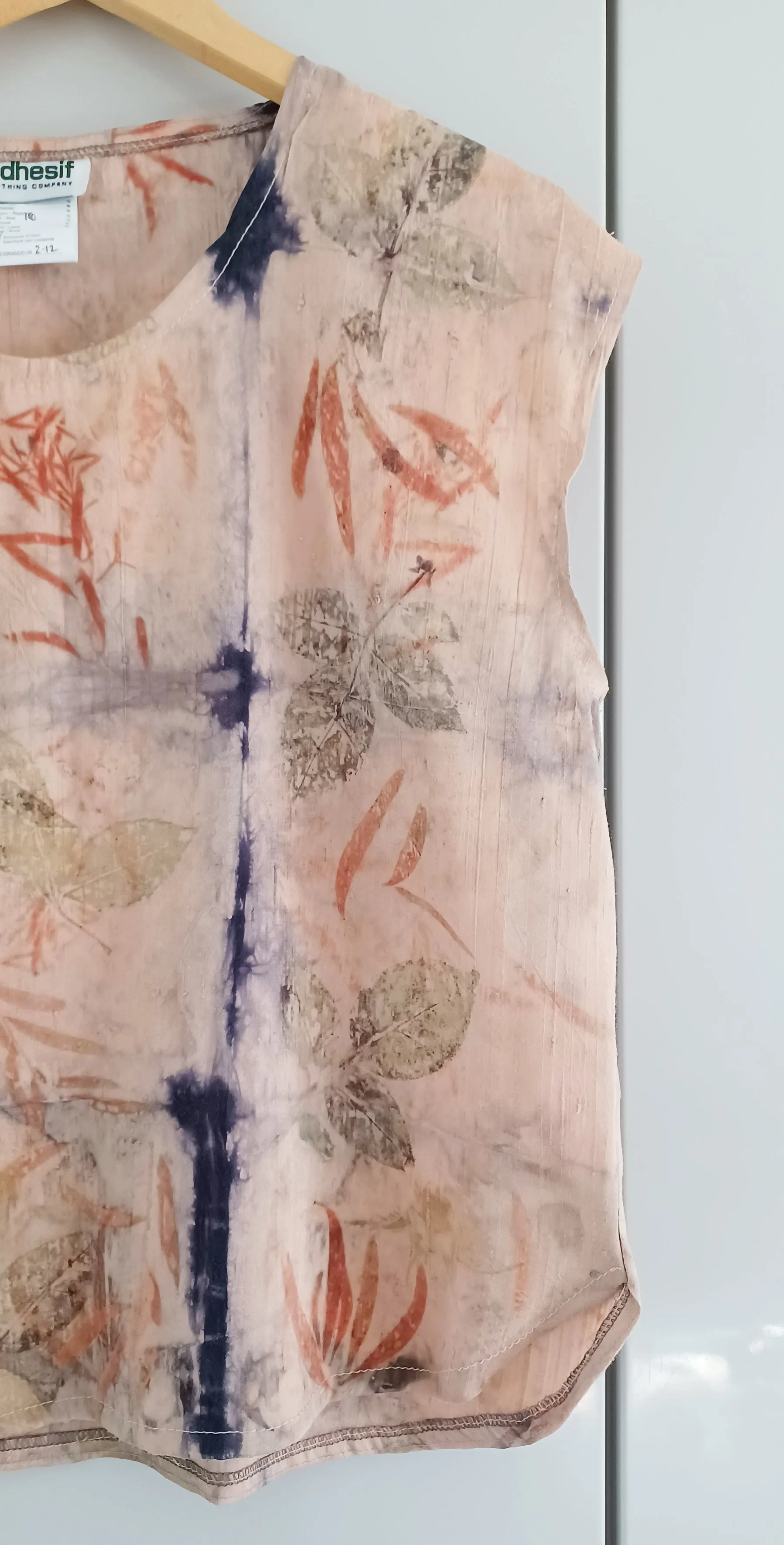 Champagne & Roses Botanical Print Raw Silk Blouse