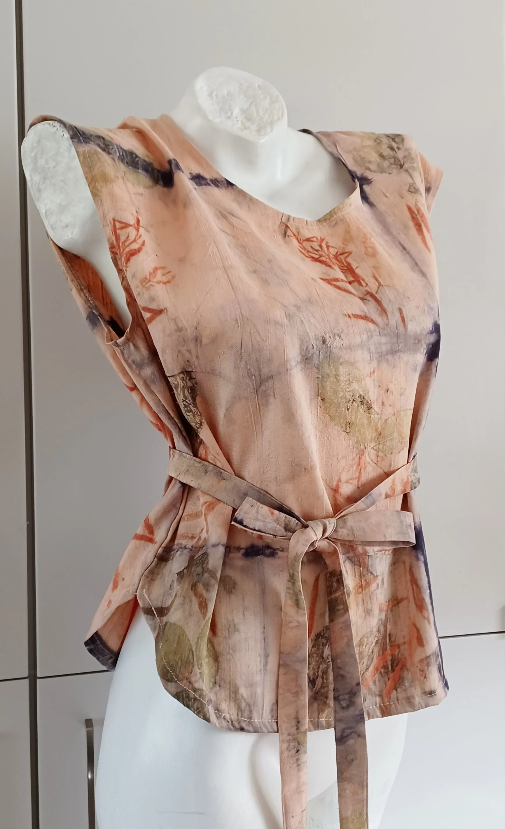 Champagne & Roses Botanical Print Raw Silk Blouse
