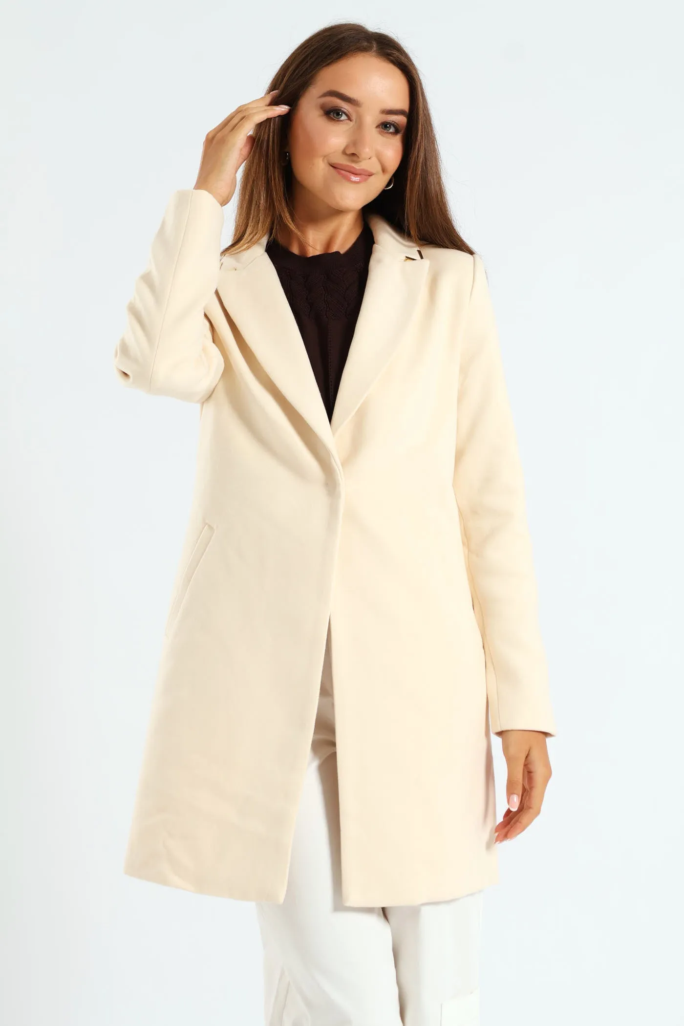 Charlotte Single Breasted Coat - Cream