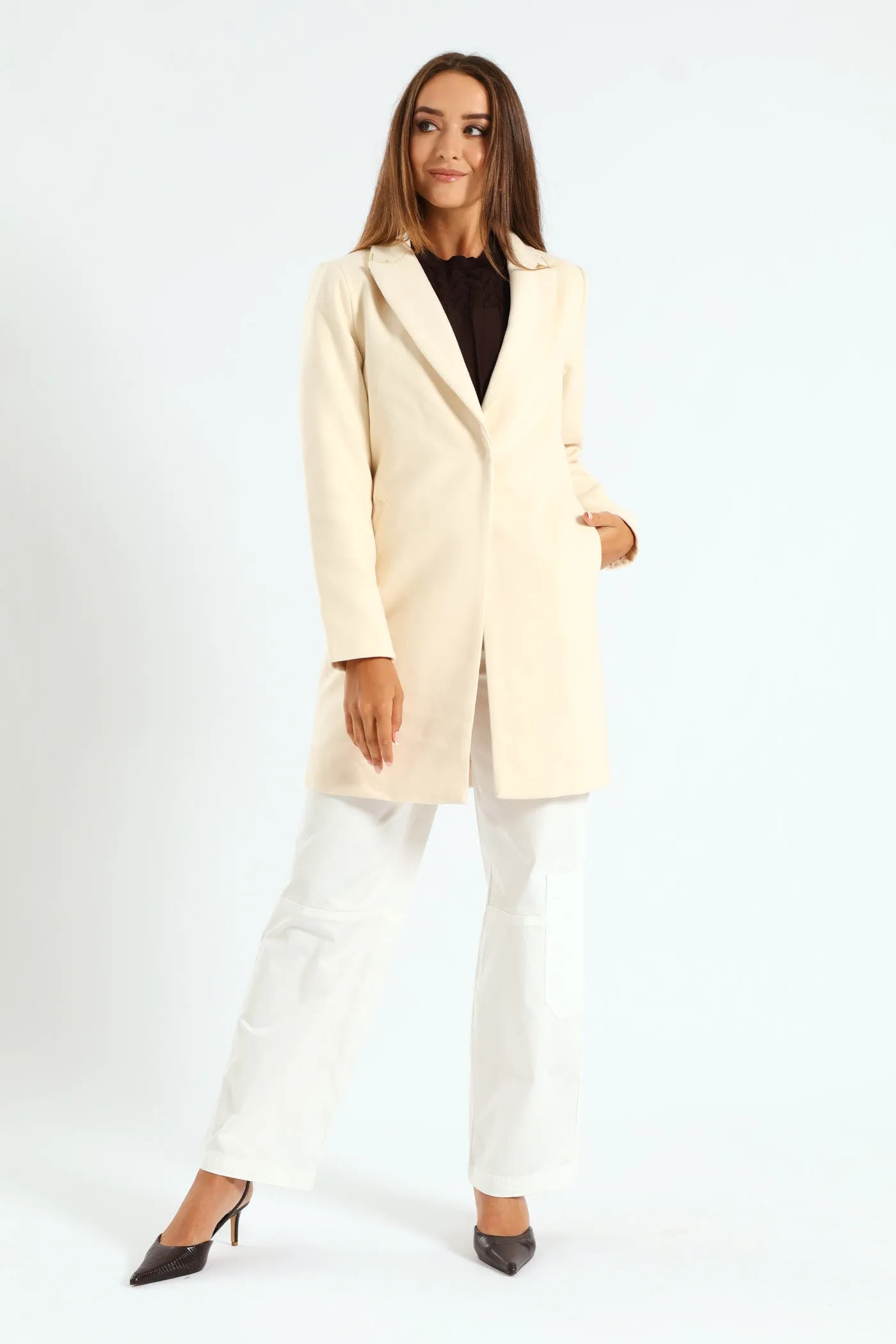 Charlotte Single Breasted Coat - Cream