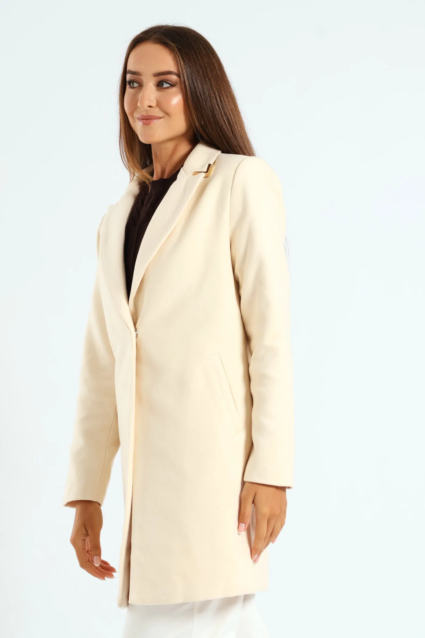 Charlotte Single Breasted Coat - Cream
