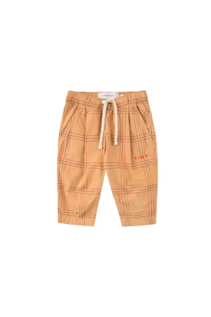 CHECK BABY PLEATED PANT toffee/red