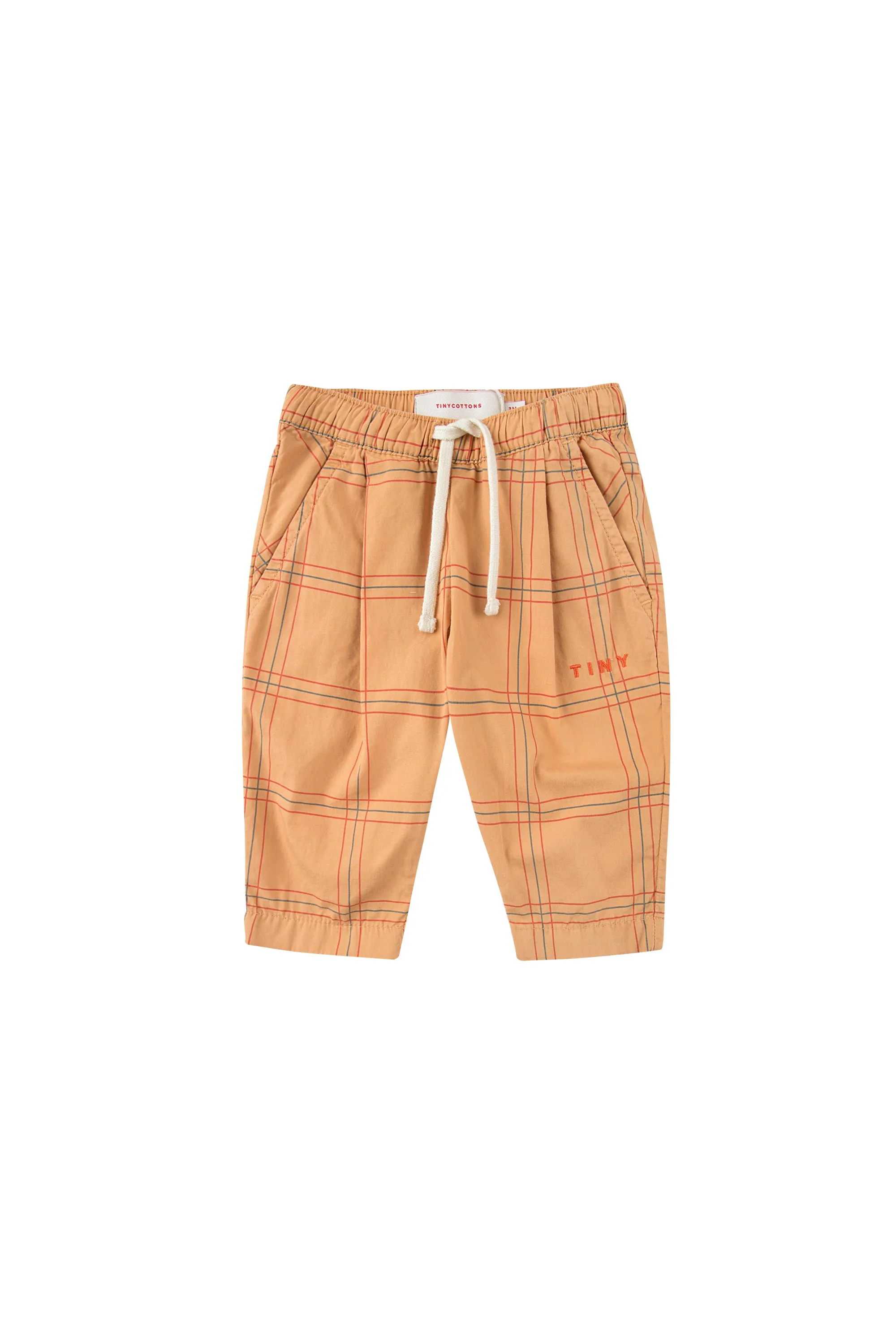 CHECK BABY PLEATED PANT toffee/red