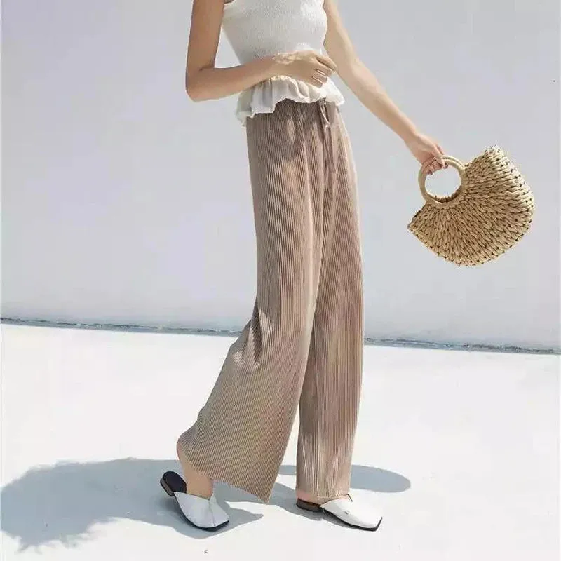 ChillFlex Women’s Pleated Wide-Leg Ice Silk Trousers