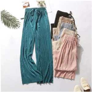 ChillFlex Women’s Pleated Wide-Leg Ice Silk Trousers