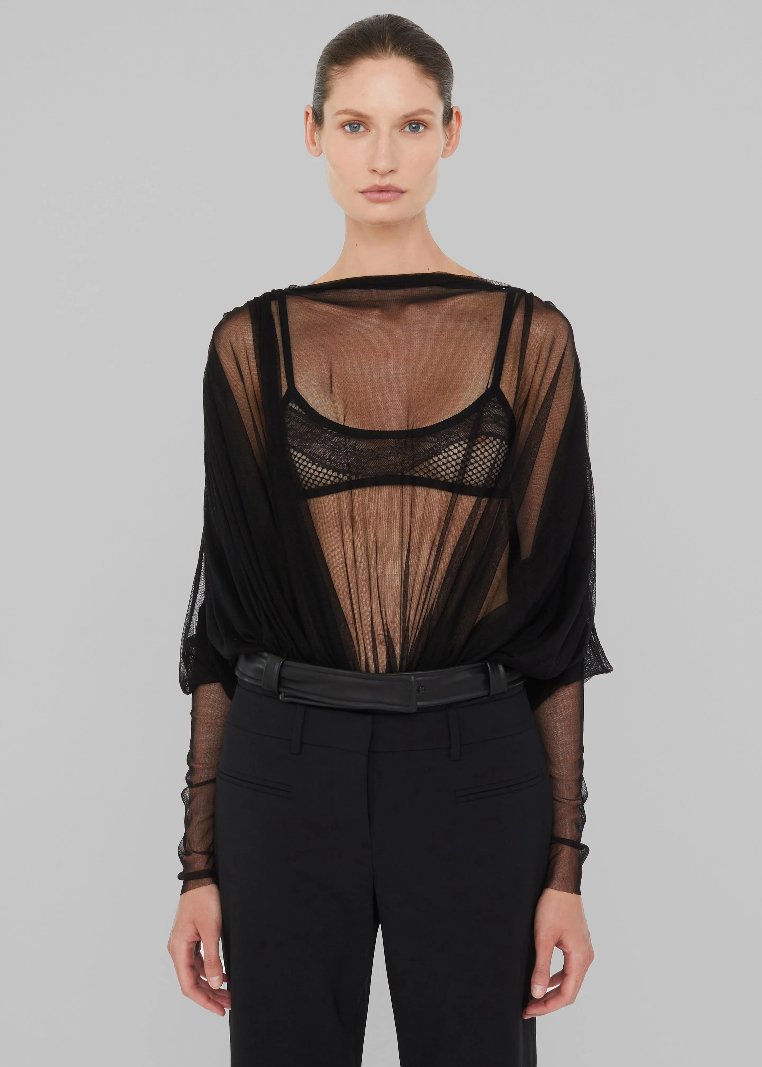 Christopher Esber Ripple Tulle Circular Bodysuit - Black