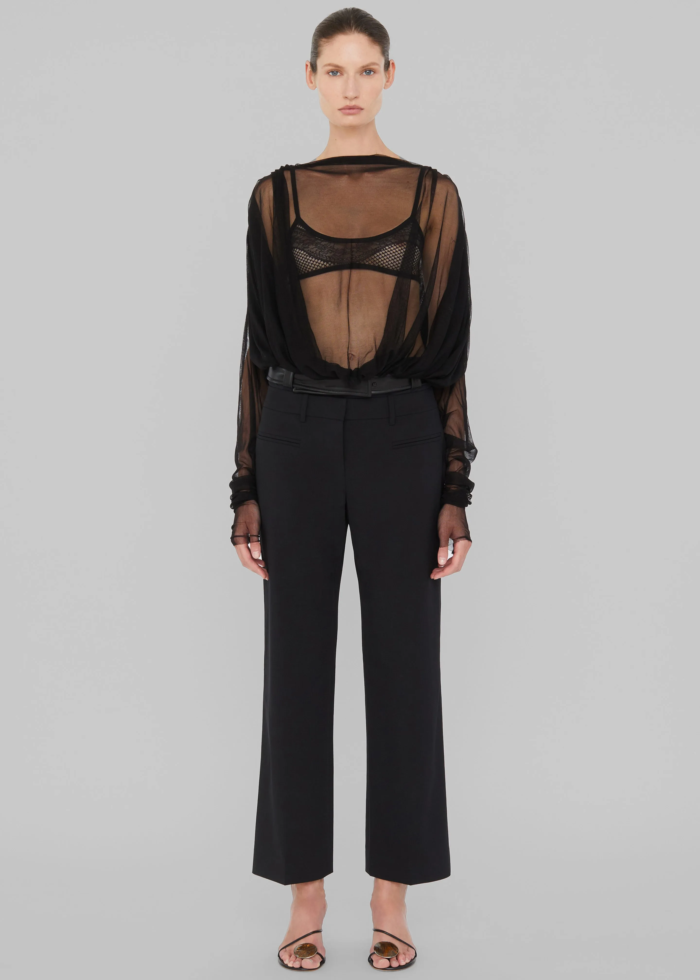 Christopher Esber Ripple Tulle Circular Bodysuit - Black