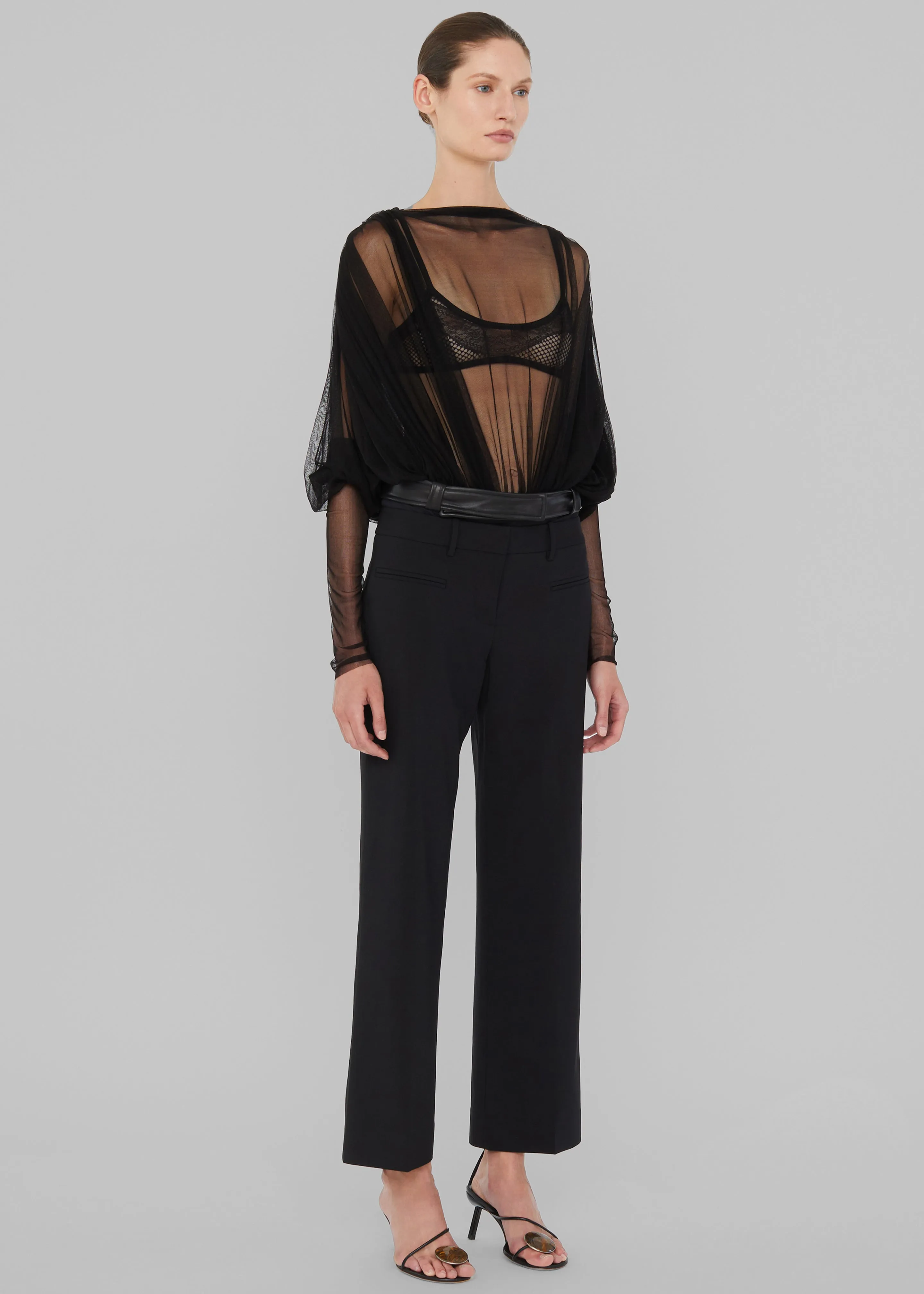 Christopher Esber Ripple Tulle Circular Bodysuit - Black