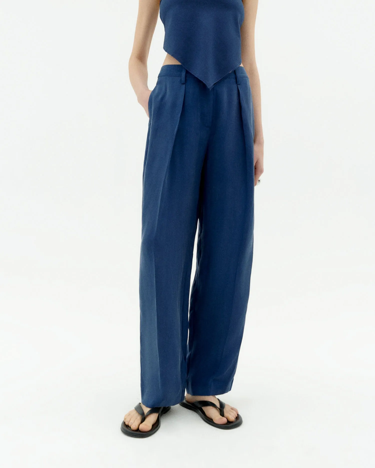 Cirila Pleated Cupro Trousers Cobalt Blue