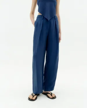 Cirila Pleated Cupro Trousers Cobalt Blue