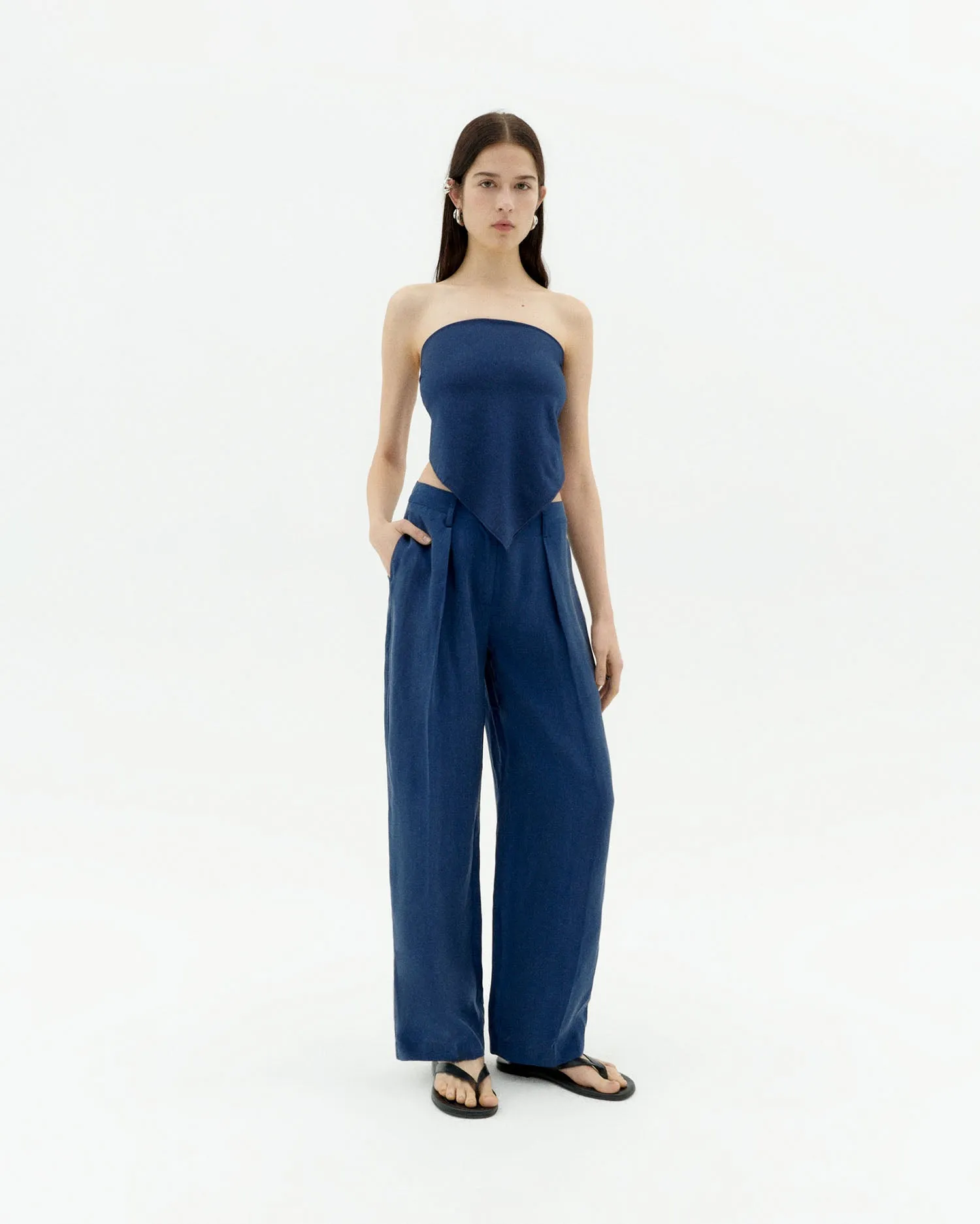 Cirila Pleated Cupro Trousers Cobalt Blue