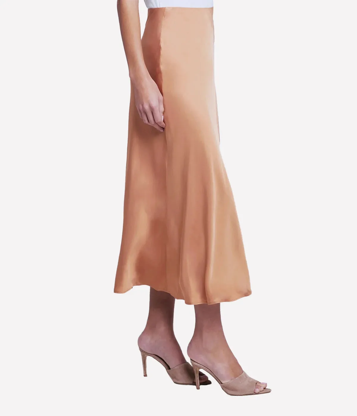 Clarisa Bias Length Skirt in Soft Tan