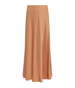 Clarisa Bias Length Skirt in Soft Tan
