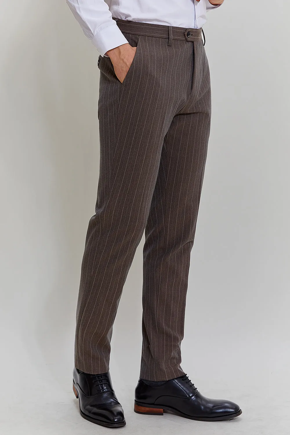 Coffee Pinstripe 3 Piece Men's Party Suits