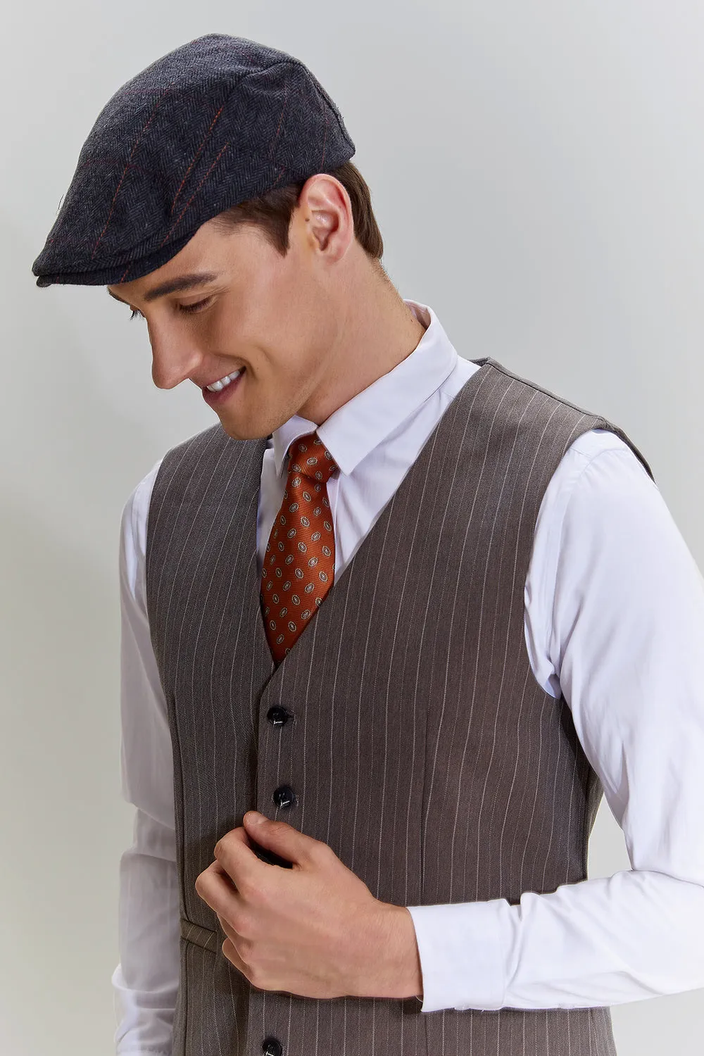 Coffee Pinstripe 3 Piece Men's Party Suits