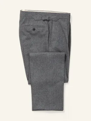 Colkirk Woolen Flannel Pleated Trousers Mid Grey