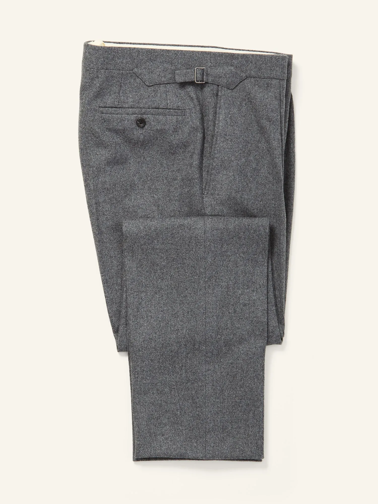 Colkirk Woolen Flannel Pleated Trousers Mid Grey