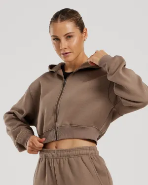 Comfort Cropped Full Zip Hoodie | Caribou