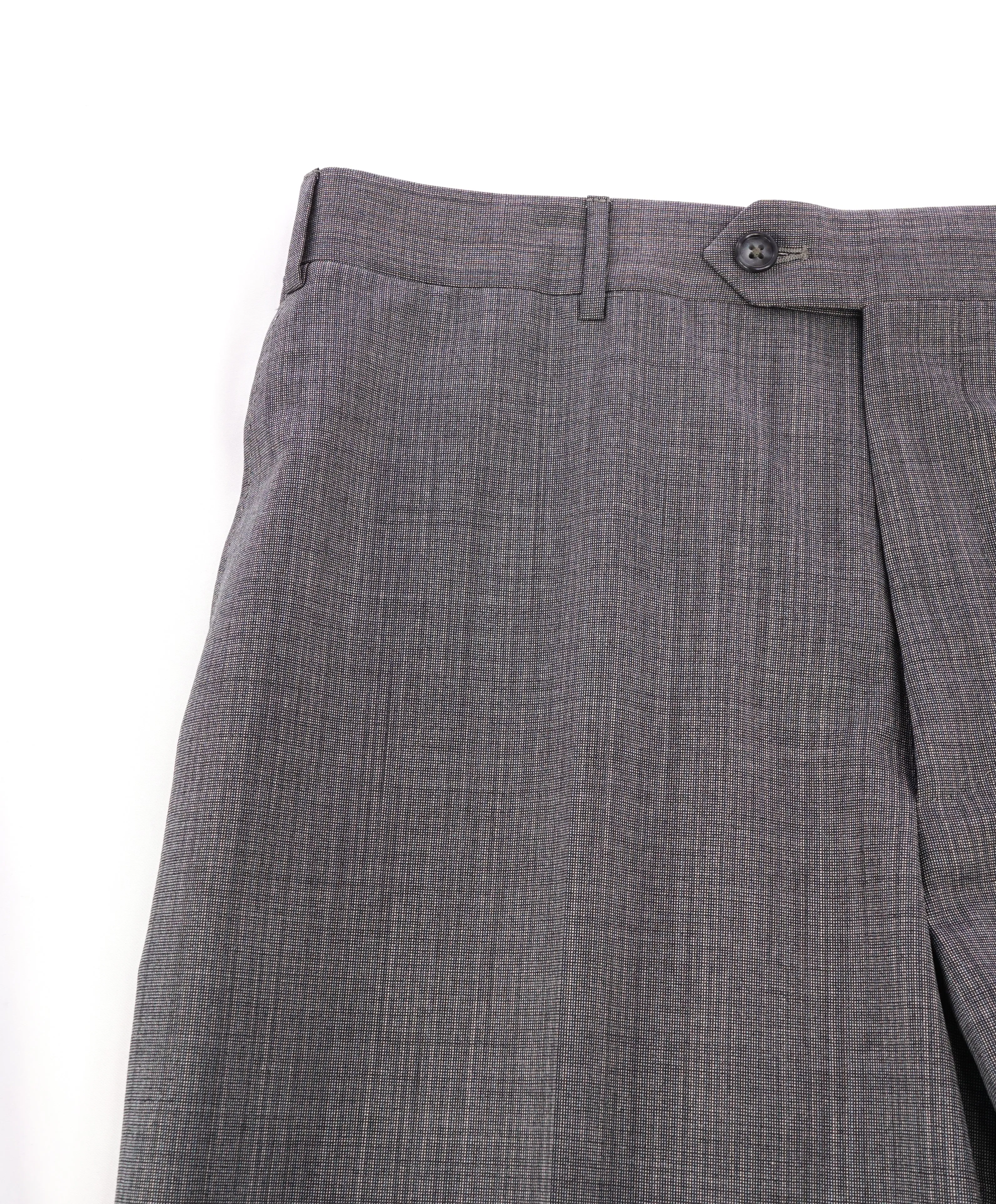 CORNELIANI - Textured Shadow Gray Flat Front Dress Pants - 35W