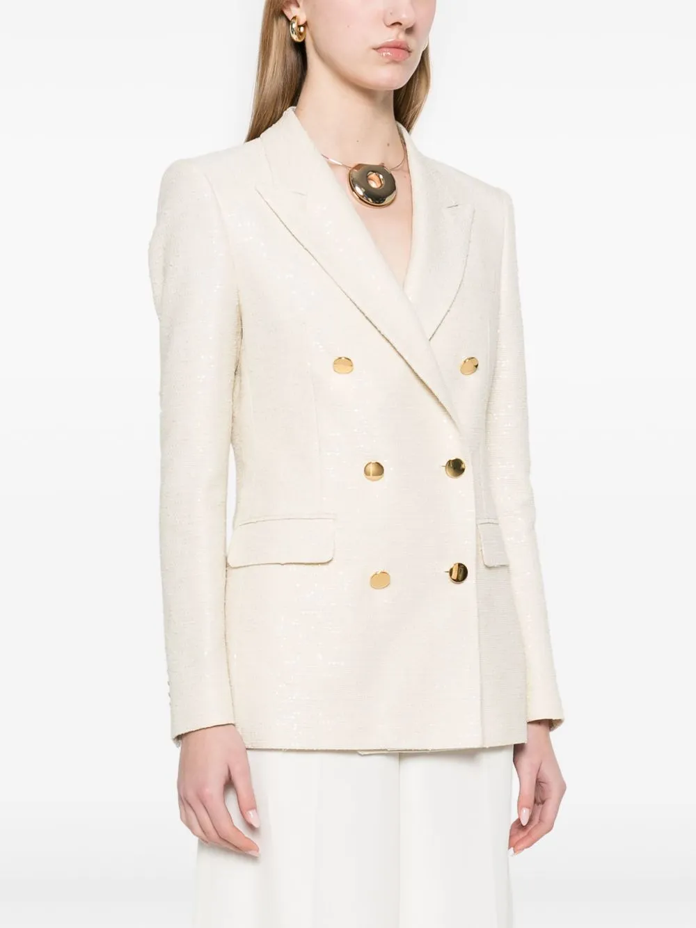 Cotton blend double-breasted jacket