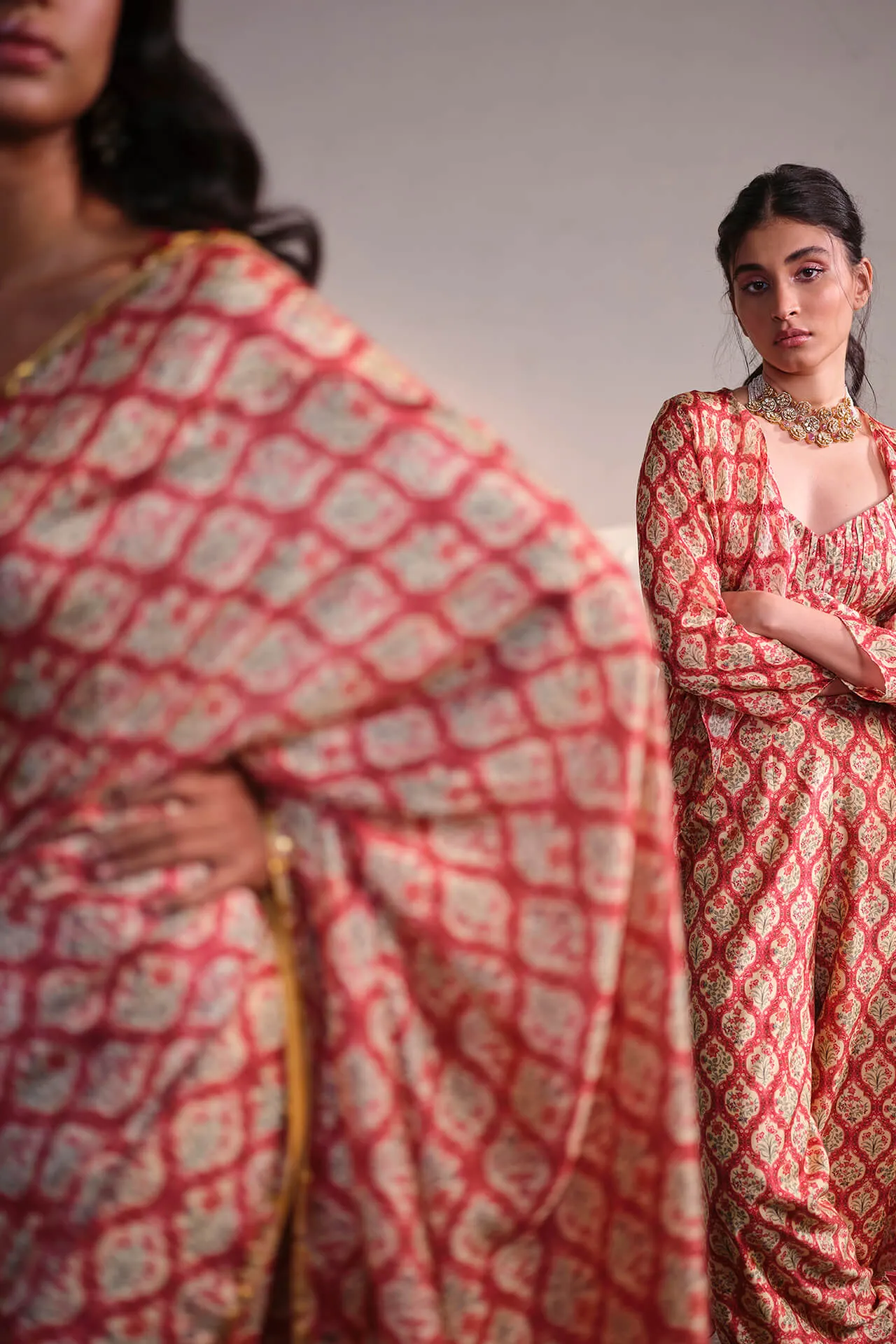 Cream Rose Saree