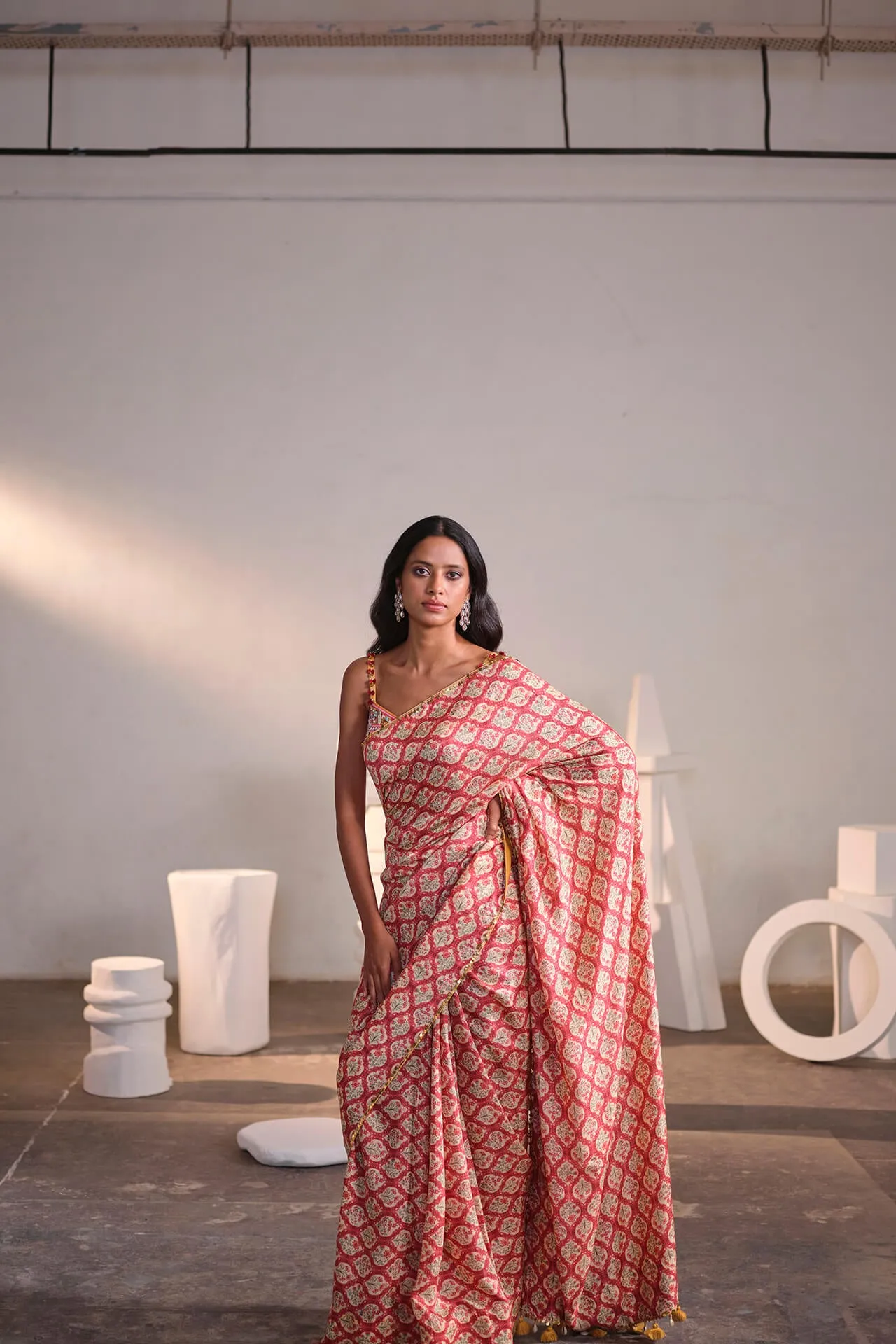 Cream Rose Saree